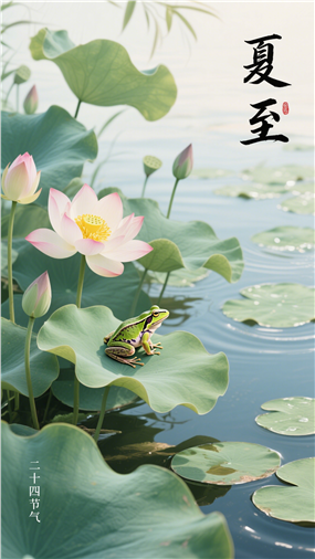 中国风夏日荷塘夏至主题海报图片